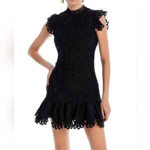 Bloomingdale Aqua Lace mock neck shift dress